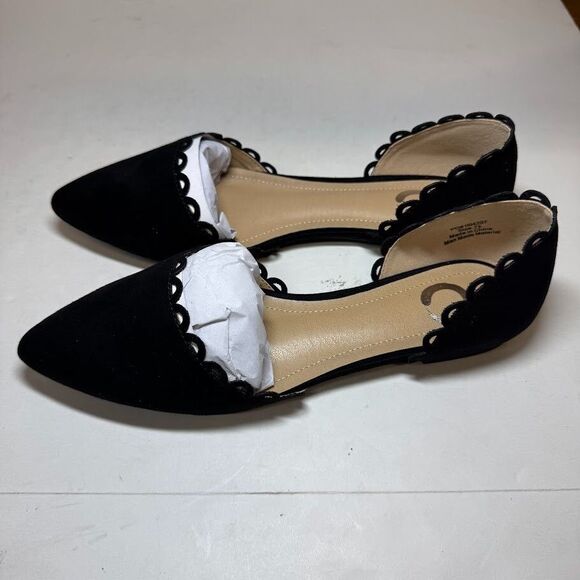 Journee Collection Womens 7.5 M Black Jezlin Scalloped Slip On Flats NIB GZ8 - Picture 2 of 4